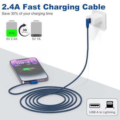 iPhone Charger 10ft 3Pack Apple MFi Certified Lightning Cable Nylon Braided