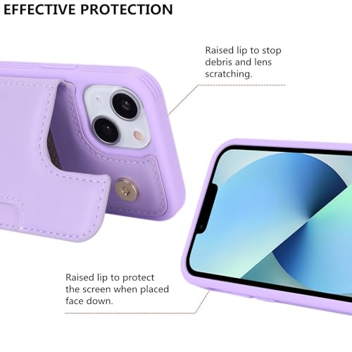 iCoverCase Compatible with iPhone 13 Mini Case with Card Holder, Wallet Phone Case for Women Men RFID Blocking PU Leather Protective Case 5.4 Inch (Light Purple) - color: Light Purple