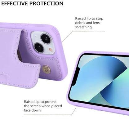 iCoverCase Compatible with iPhone 13 Mini Case with Card Holder, Wallet Phone Case for Women Men RFID Blocking PU Leather Protective Case 5.4 Inch (Light Purple) - color: Light Purple