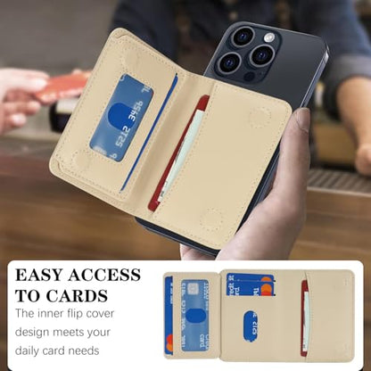 Lipvina For MagSafe Wallet with Kickstand - Magnetic Card Holder RFID Blocking Compatible with iPhone 17/16/15/14/13/12 Series Pro/Max/Plus (Beige) - color: Beige
