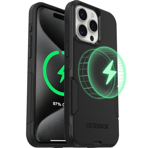 OtterBox iPhone 15 Pro - Commuter MagSafe Case - Slim & Tough - Pocket-Friendly - Dual Layer Drop Protection - Port Covers – Non-Retail Packaging - Black | 3X MIL Drop Protection - Dual-Layer Shockproof Design - Pocket-Friendly - Raised Edges - Port Cover