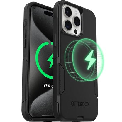 OtterBox iPhone 15 Pro - Commuter MagSafe Case - Slim & Tough - Pocket-Friendly - Dual Layer Drop Protection - Port Covers – Non-Retail Packaging - Black | 3X MIL Drop Protection - Dual-Layer Shockproof Design - Pocket-Friendly - Raised Edges - Port Cover