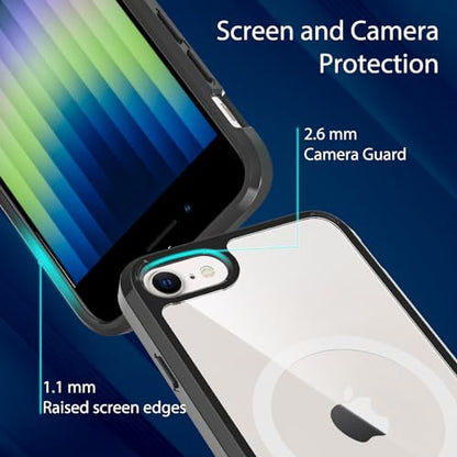 for iPhone SE 3rd & 2nd Gen & 8/7 Case [Compatible with Magsafe] Translucent Matte Phone Cover, [10 FT Military Grade Drop Protection] Slim Durable (Black Transparent, iPhone SE2/SE3/8/7) - color: Black Transparent, size: iPhone SE2/SE3/8/7