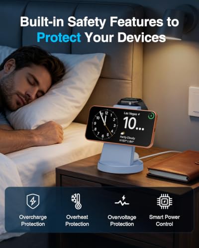 25W MagSafe Charging Station, 3-in-1 Magnetic Wireless Charger for Apple - color: Blue