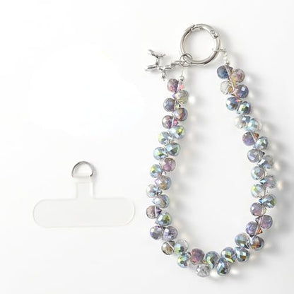richginker Crystal Beaded Phone Wrist Strap with Tether Tab, Dark Purple - color: Dark Purple