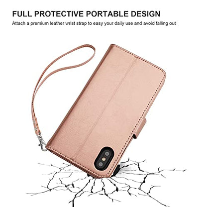 Bocasal Detachable Wallet Case Card Holder for iPhone Xs Max, Rose Gold - color: Rose Gold