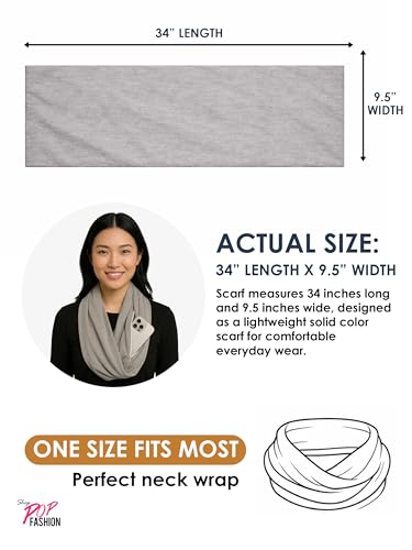 Pop Fashion Solid Color Hidden Zipper Pocket Scarf - Fashion Scarf for Women - All Seasons - color: Grey