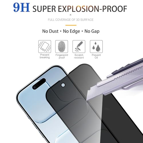 3 Pack Privacy Screen Protector for iPhone Air, Anti-Spy Glass