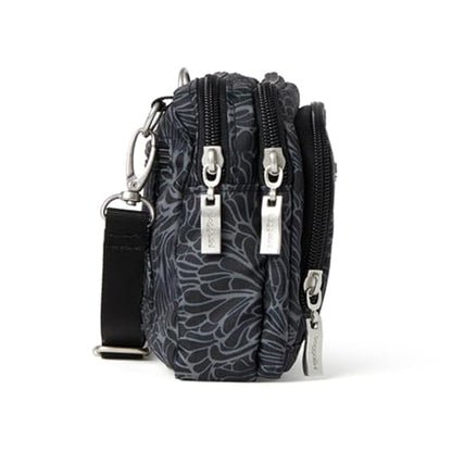 Baggallini Triple Zip with Front Wallet/Trifecta RFID Wallet Crossbody - color: Midnight Blossom