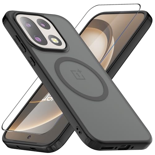 Magnetic Case for Oneplus 15, [Hard Frosted PC Back+Black Soft TPU Bumper] [Support Wireless Charging] [ Screen Protector ] Slim Fit Shockproof Protective Case Cover for Oneplus 15 5G 2025 - color: Black