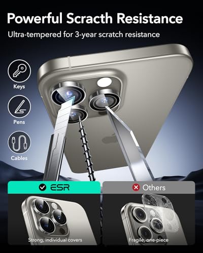 ESR for iPhone 17 Pro Max/17 Pro Camera Lens Protector, 1 Pack, Titanium - color: Titanium