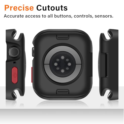 Amizee Rugged Case Compatible with Apple Watch Case Series 11/10 42mm, Soft TPU Shockproof Bumper Drop Proof Protective Cover Compatible with iWatch - Black - color: Black, size: 42 mm