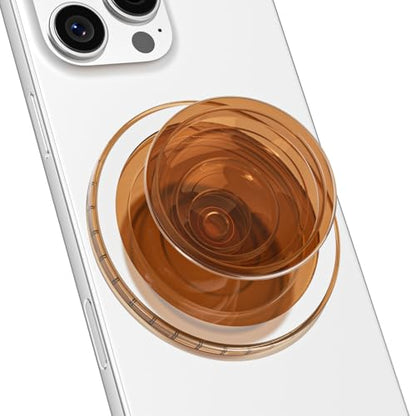 Svanove Magnetic Phone Grip Compatible with Magsafe, Mag Safe Translucent Clear Grip Collapsible Kickstand for iPhone Samsung Pixel, Cute Transparent Silicone Removable Phone Stand Holder, Brown - color: Brown, style: Magnetic