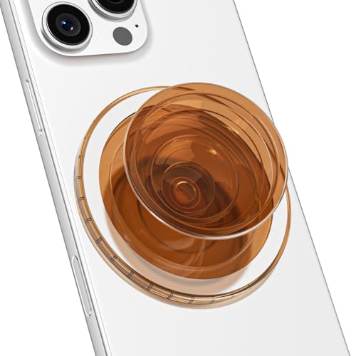 Svanove Magnetic Phone Grip Compatible with Magsafe, Mag Safe Translucent Clear Grip Collapsible Kickstand for iPhone Samsung Pixel, Cute Transparent Silicone Removable Phone Stand Holder, Brown - color: Brown, style: Magnetic