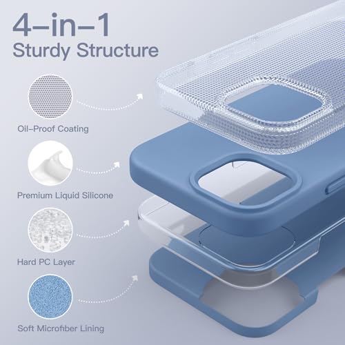 JETech Silicone Case for iPhone 15 Pro, Winter Blue | Silky Soft Touch, Shockproof Protection, Scratch Resistant, Microfiber Lining - color: Winter Blue, size: iPhone 15 Pro