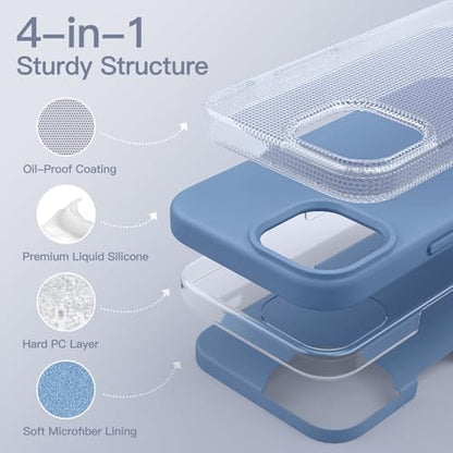 JETech Silicone Case for iPhone 15 Pro, Winter Blue | Silky Soft Touch, Shockproof Protection, Scratch Resistant, Microfiber Lining - color: Winter Blue, size: iPhone 15 Pro