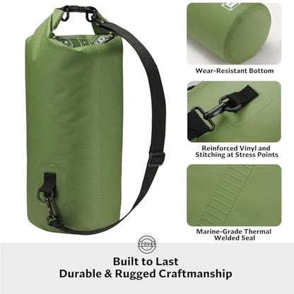 5/10/25/30/40L Waterproof Dry Bag, Medium Lightweight Roll Top Dry Bag Backpack w/Waterproof Phone Case, Kayaking, Travel, Hiking, Fishing, Tubing, Camping, the Beach, Men/Women (Green) - color: 5/10l Green, size: 10L