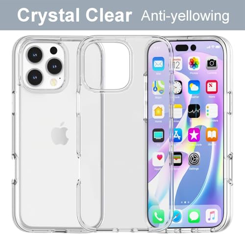 Case for iPhone 16Pro 6.3-Inch, Non-Yellowing, Drop Protection, Anti-Scratch, Transparent Hard Back Phone Cover - Crystal Clear