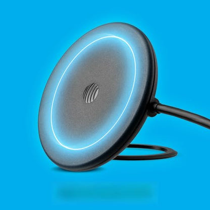 AT&T Magnetic Wireless Charging Pad with Built-in Ring Stand – 15W Fast Charging, USB-C PD Input, Case-Friendly Magnetic Design – Ideal for Desk, Travel, and Nightstand Use – Black - color: Black - Ring Stand