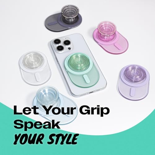 On The Grip Oval Magnetic Phone Grip – MagSafe Compatible, Translucent Design, Slim and Lightweight, Grip and Stand for iPhone (Green)