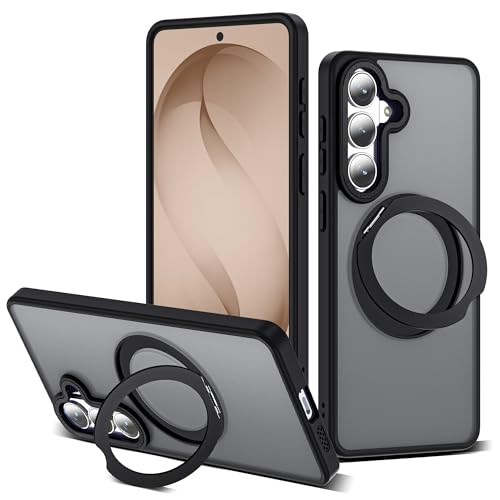 for Samsung Galaxy S26 Plus Case with 360° Spin Stand,Black | 360° Spin Magnetic Ring Stand,Compatible with Magsafe,Military Protection Phone Case - color: Black, size: Samsung Galaxy S26 Plus