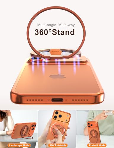 EWA MagOne 3rd Gen [Compatible with MagSafe] Phone Grip Stand with Finger Strap, Removable Magnetic Ring Holder Kickstand Loop for iPhone 17,16,15,14,13,12 Series (Cosmic Orange) - color: Cosmic Orange