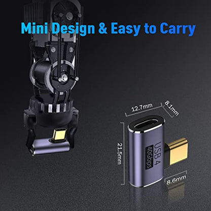V USB C 90 Degree Adapter (2 Pack), VCOM 40Gbps Data Transfer USB Type C Male to Female Right Angle Extender for Steam Deck,Switch,Thunderbolt4, Laptop, Mobile Phone, Tablet