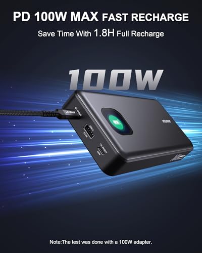 140W Laptop Power Bank, 25000mAh with TFT Smart Digital Display - color: Dark Gray