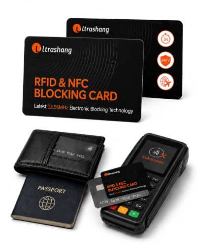 Safe RFID Blocking Card: 24/7 Credit Card Protection for Travel in Crowds | 3-Second Tap-to-Pay Self-Tested - Blocks up to 99% Contactless Skimming Risk for Overseas Vacations & Business Trips - 2Pack