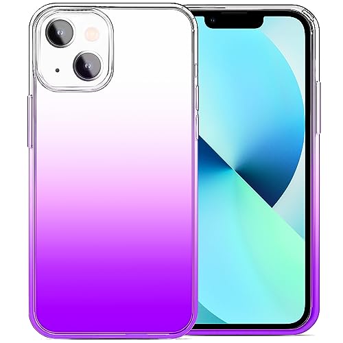 JJGoo Compatible with iPhone 13 Case Clear Soft Transparent Shockproof Protective Slim Thin Bumper Phone Cover, Gradient Purple - color: Gradient Purple