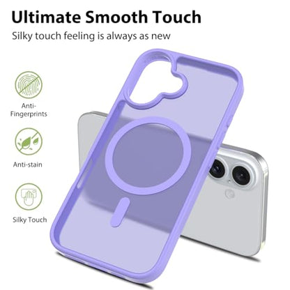 PinLiSheng Magnetic for iPhone 16 Case [Mil-Grade Drop Protection] [Compatible with Magsafe] Shockproof Slim Translucent Matte Protective Phone Case - Light Purple - color: A-Light Purple, size: iPhone 16