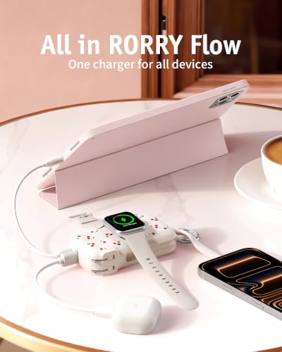 RORRY Flow Portable Charger 10000mAh 40W Wall Plug Power Bank Battery Pack - color: Cherry Print