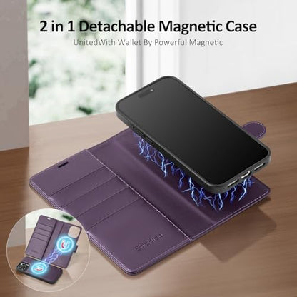 Shieldtop Compatible with MagSafe iPhone 13 Pro Max Wallet Case,Dark Purple - color: Dark Purple, size: iPhone 13 Pro Max - 6.7"