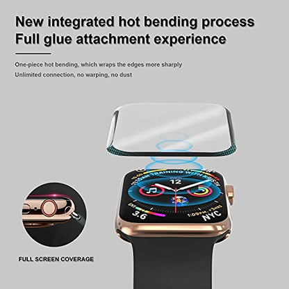 [2 Pack] Apple Watch Series 9 Series 8/7 Screen Protector 41mm Tempered Glass, 3D Full Coverage [Easy Installation Frame] Waterproof Bubble-Free Anti-Scratch HD Clear Film for iWatch Series 9/8/7 41mm - size: 41mm