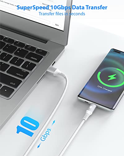 CONMDEX Android Auto USB Cable [3ft, 2Pack] 10Gbps, 3A Fast Charging - color: White, size: 3ft+3ft, style: 2Pack