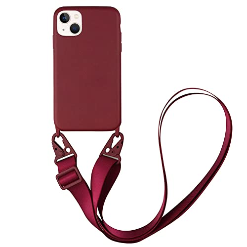 Crossbody Phone Case Compatible with iPhone 6/7/8/SE2/SE3, Cute Soft Silicone Cover with Lanyard Adjustable Shoulder Strap Shockproof Protector Women Girls Wine Red - color: Wine Red, size: iPhone 6/7/8/SE2/SE3