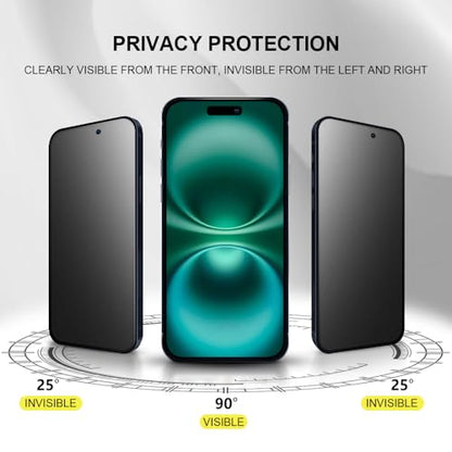 2 Pack for iPhone 16 Plus/iPhone 15 Plus 6.7" Matte Privacy Screen Protector Anti-glare Anti-spy Tempered Glass Film Anti-fingerprint Easy Installation - size: iPhone 16 Plus