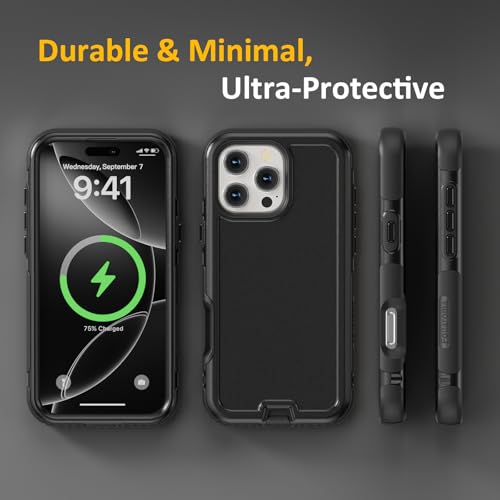 Follaroma Magnetic for iPhone 16 Pro Case, Heavy Duty Cases, Black, 6.7" | Compatible with MagSafe, Heavy Duty Shockproof,Military-Grade Anti-Drop Protective,Dual Layer Magnetic Protection Phone Cover - color: Black, size: iPhone 16 Pro 6.3''
