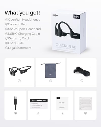 SHOKZ OpenRun Mini Bone Conduction Headphones, Black, USB-C Charging - color: Black, size: Mini Size+USB-C Charging