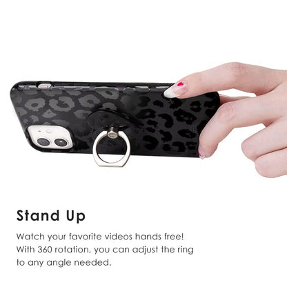 VELVET CAVIAR Cell Phone Ring Holder - Finger Ring & Stand - Improves Phone Grip Compatible with iPhone, Galaxy, Most Smartphones (Black Leopard) - color: Black Leopard