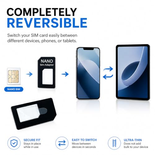 Sim Card Adapter Nano Micro - Standard 4 in 1 Converter Kit with Steel Tray Eject Pin (Black) - color: Black