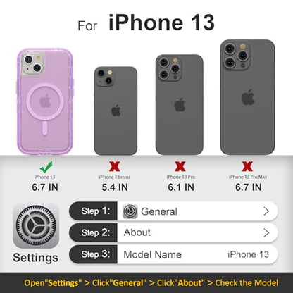 Follaroma Magnetic for iPhone 13 Case, Heavy Duty Phone Cases, Purple, 6.1" | Compatible with MagSafe, Heavy Duty Shock proof Protection, Military-Grade Anti-Drop, Dual Layer Transparent Protective Cover - color: Purple, size: iPhone 13 6.1''