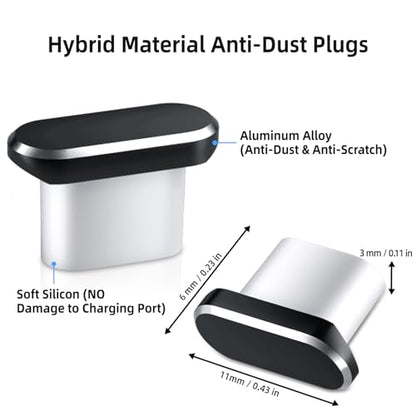 USB C Dust Plugs 5 Pack Anti Dust Charging Port Cover for iPhone 18 Pro Max - color: Black