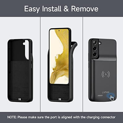 LVFAN 4700mAh Backup Portable Charger Phone Case for Samsung Galaxy S22 | 6.1" Fast Wireless Charging External Portable Charge Case