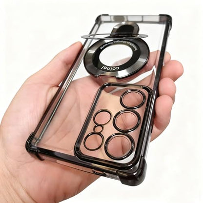Case Compatible with Samsung Galaxy S24 Ultra Case Rugged softcase Protective with Ring Stand Clear Phone case for Samsung S24 Ultra,Black - color: Black, size: Samsung Galaxy S24 Ultra
