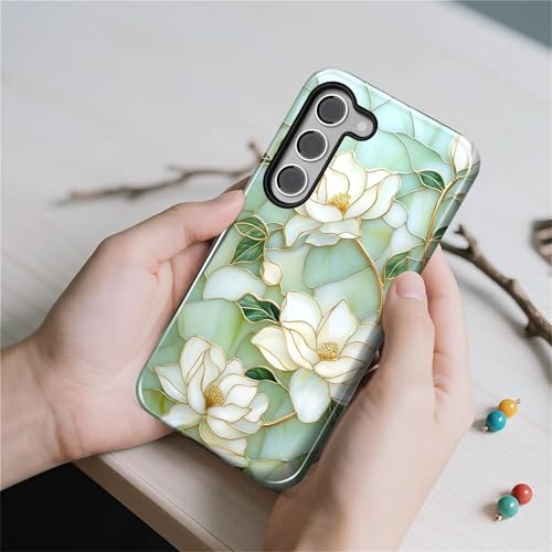 Case Compatible with Samsung Galaxy S23 Plus, Hybrid 2-Layer Hard Shell Protection Case, Shockproof Protective Tough Phone Cover, Blooming Cyan Flowers - color: Blooming Cyan Flowers, size: Samsung Galaxy S23 Plus