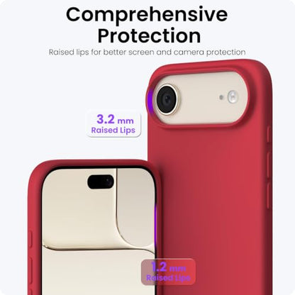 ORNARTO for iPhone Air Case 6.5", Slim Liquid Silicone 3 Layers Soft Gel Rubber Shockproof Protective Cover with Anti-Scratch Microfiber Lining-Red - color: Red