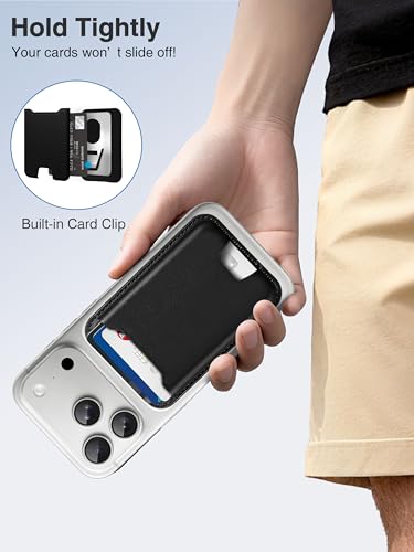 TopMade for MagSafe Wallet, Strongest Magnetic Phone Wallet, 4 Cards Holder - color: Black
