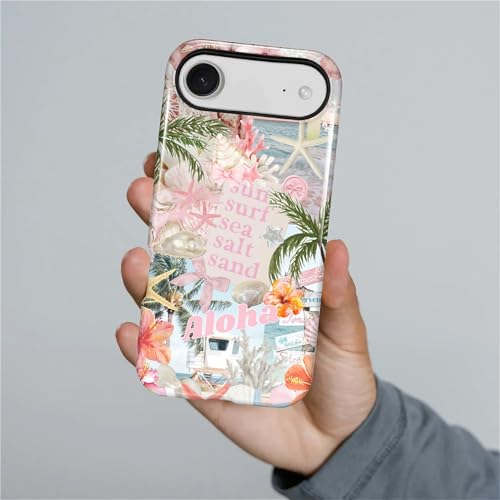 Case for iPhone 17 Air, Cute Phone Case, Aloha Summer Collage | Hybrid 2-Layer Phone Cover，Military-Grade Protection Durable Shockproof Anti-Scratch Cases - color: Pink Aloha Summer Collage, size: Iphone 17 Air
