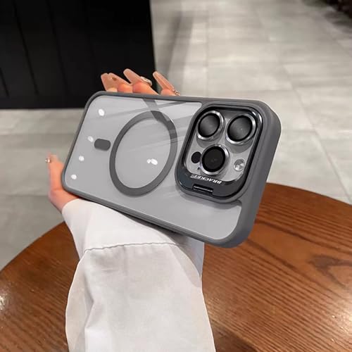 Lens Holder Transparent Case for iPhone16 Pro Max, Anti-Yellowing Soft Edge and Anti-Scratch Hard Back, Shockproof Magnetic Phone Case for 12/13/14/15/16 Pro Max (14Pro,Black)